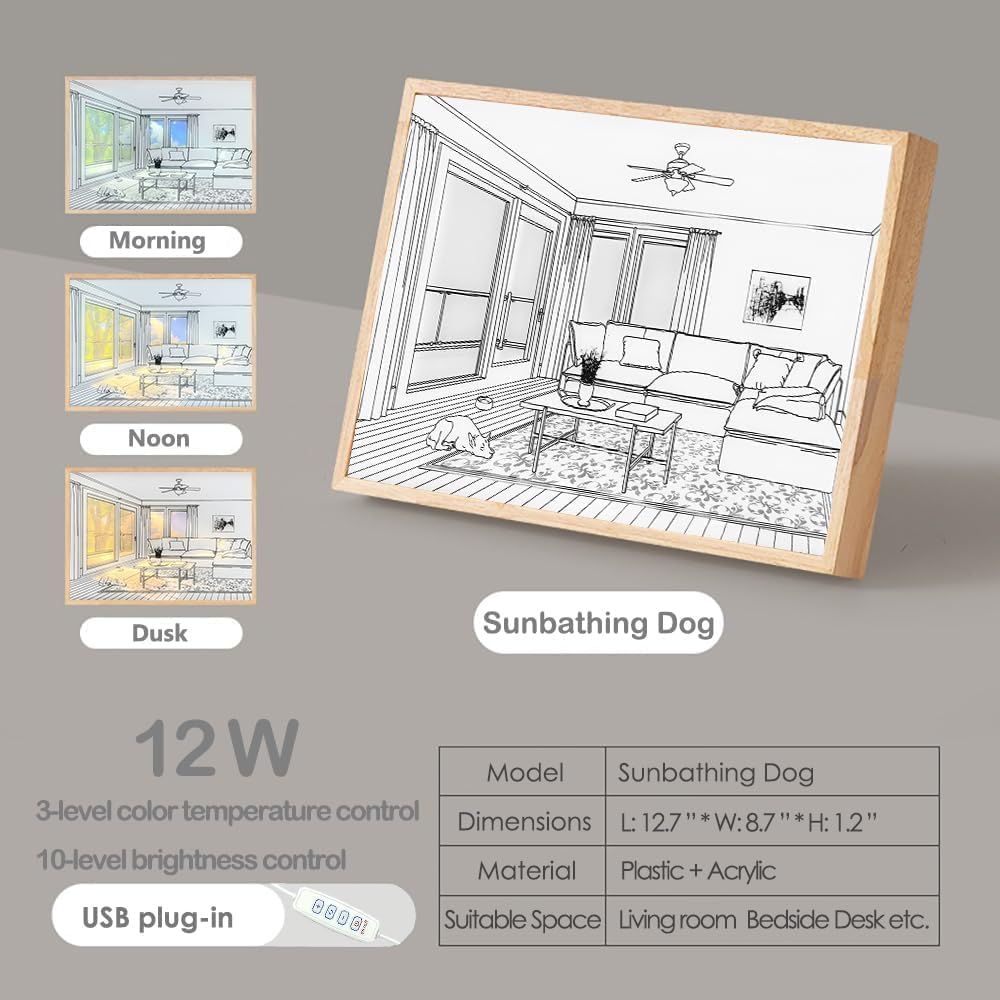 DOG SUNBATHING MURAL ART LAMP