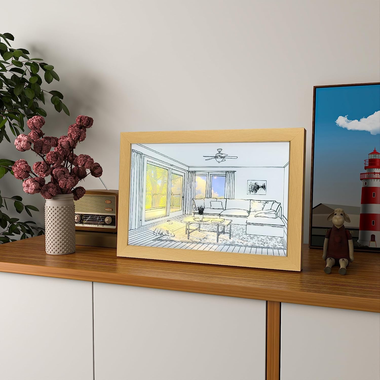 DOG SUNBATHING MURAL ART LAMP