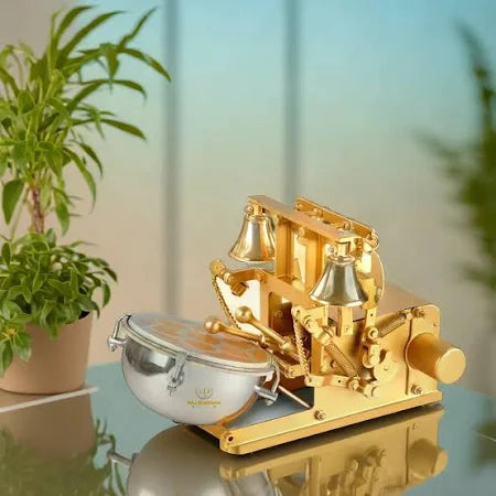 Fully Automatic Electric Arti Machine Nagara for Temple Copper Pooja Bell Nut &  Bolts Dholak