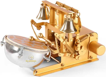 Fully Automatic Electric Arti Machine Nagara for Temple Copper Pooja Bell Nut &  Bolts Dholak