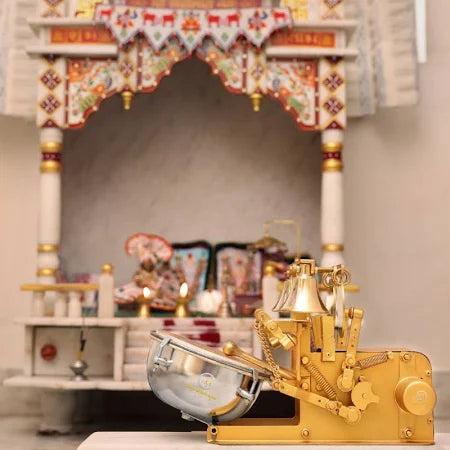 Fully Automatic Electric Arti Machine Nagara for Temple Copper Pooja Bell Nut &  Bolts Dholak