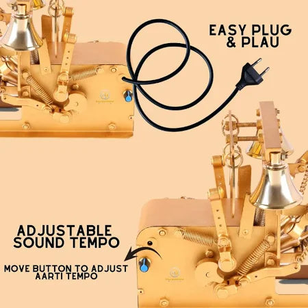 Fully Automatic Electric Arti Machine Nagara for Temple Copper Pooja Bell Nut &  Bolts Dholak